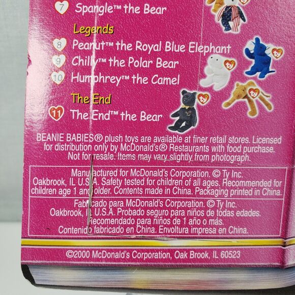The End the Bear McDonalds TY the End Teenie Beanie Baby 1999 Sealed New on Card - Picture 11 of 12